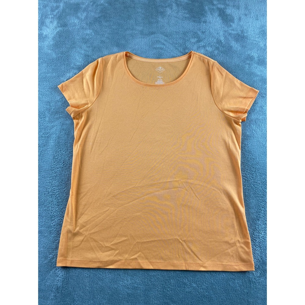 St Johns Bay Womens Essential Tee Orange Short Sleeve Cotton Crew Neck Top L